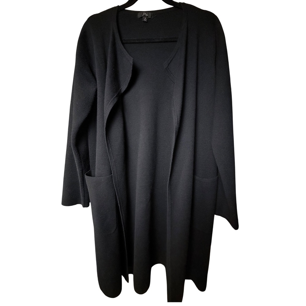 J.Crew Womens Black Merino Wool Blend Juliette Open Front Long Cardigan Sweater